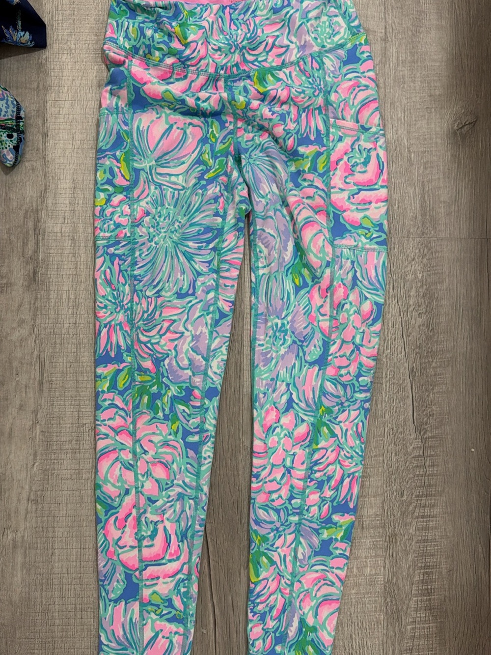 Lilly Pulitzer Floral Print Leggings - Blue, Pink & Green